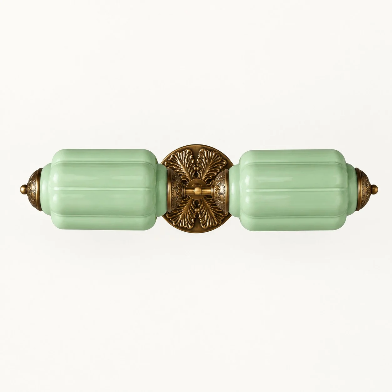 Eloise Vintage Milk Glass Wall Sconce — Double Sconce Green/Brass