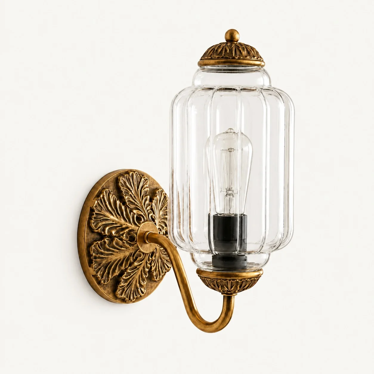 Eloise Vintage Milk Glass Wall Sconce — Wall Sconce Clear/Brass
