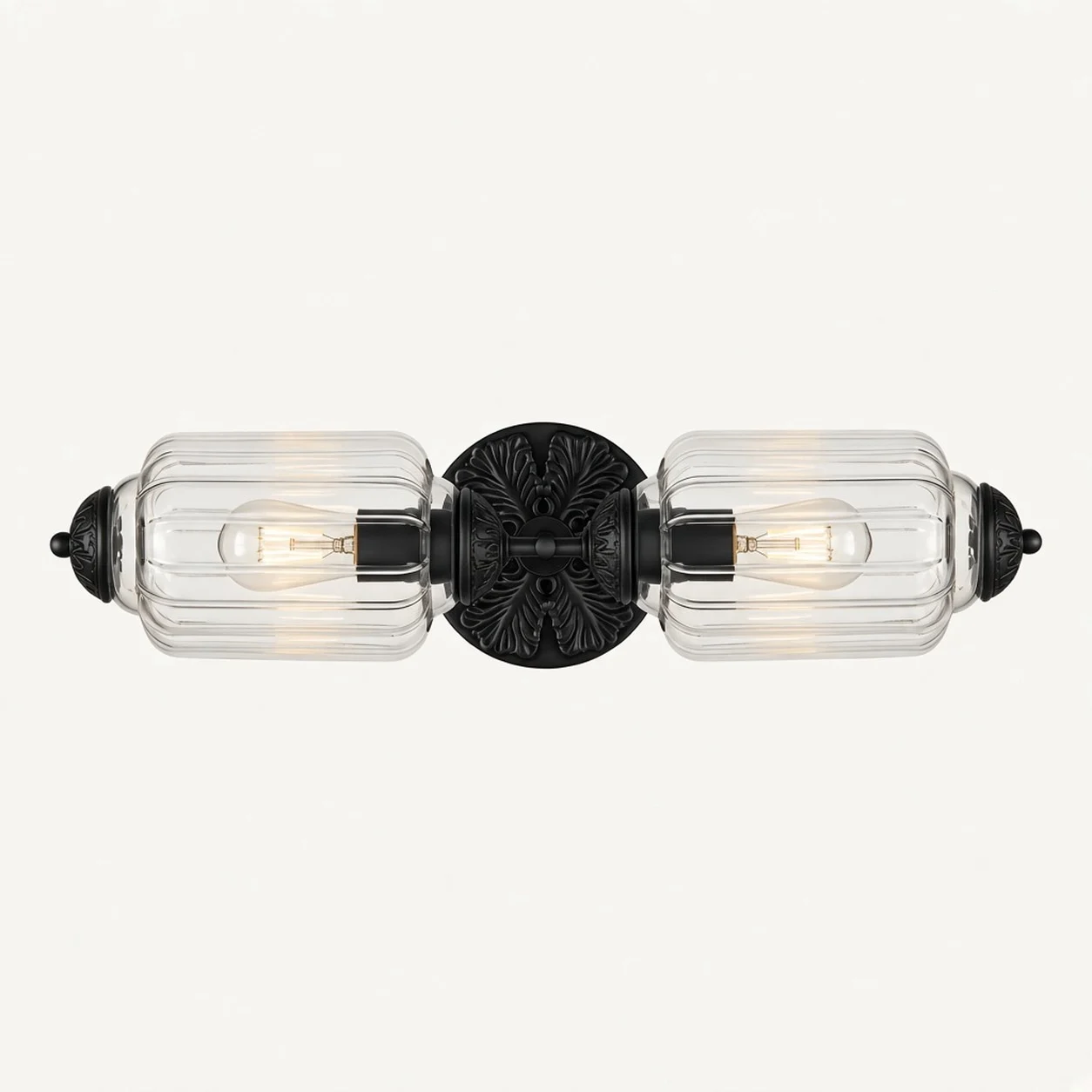 Eloise Vintage Milk Glass Wall Sconce — Double Sconce Clear/Black