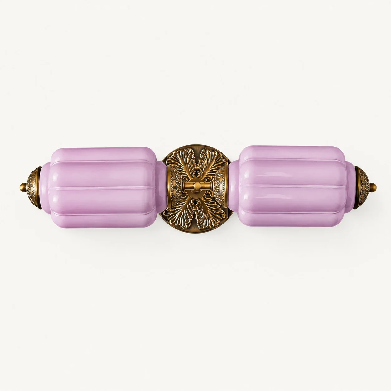 Eloise Vintage Milk Glass Wall Sconce — Double Sconce Lavender/Brass