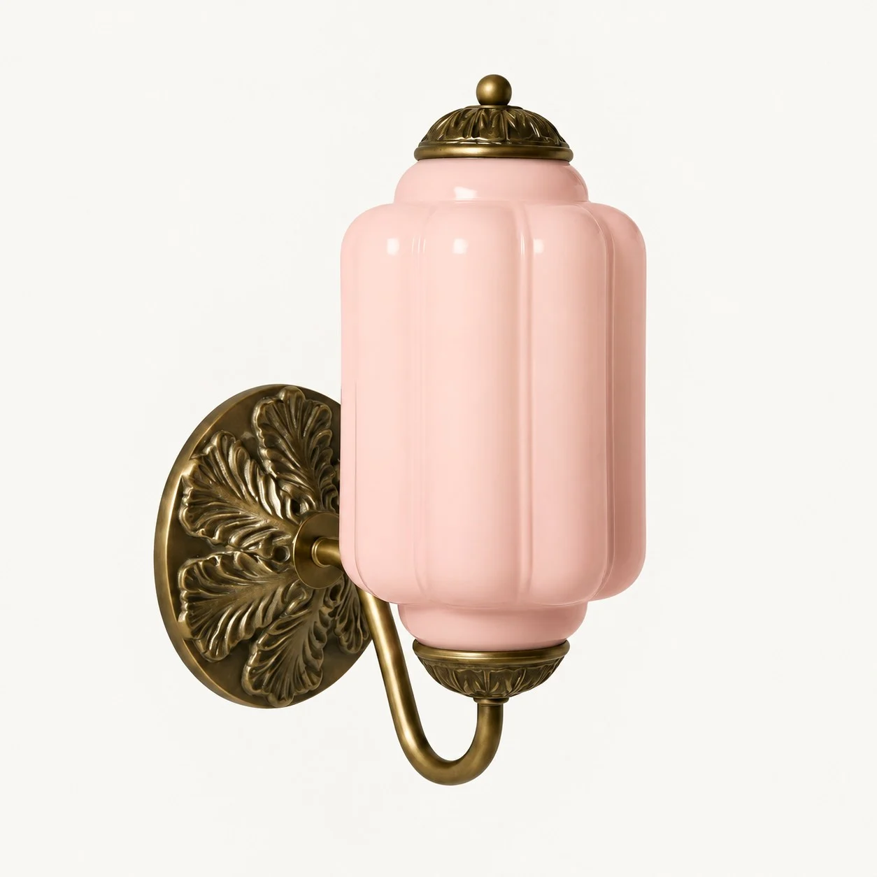 Eloise Vintage Milk Glass Wall Sconce — Wall Sconce Pink/Brass