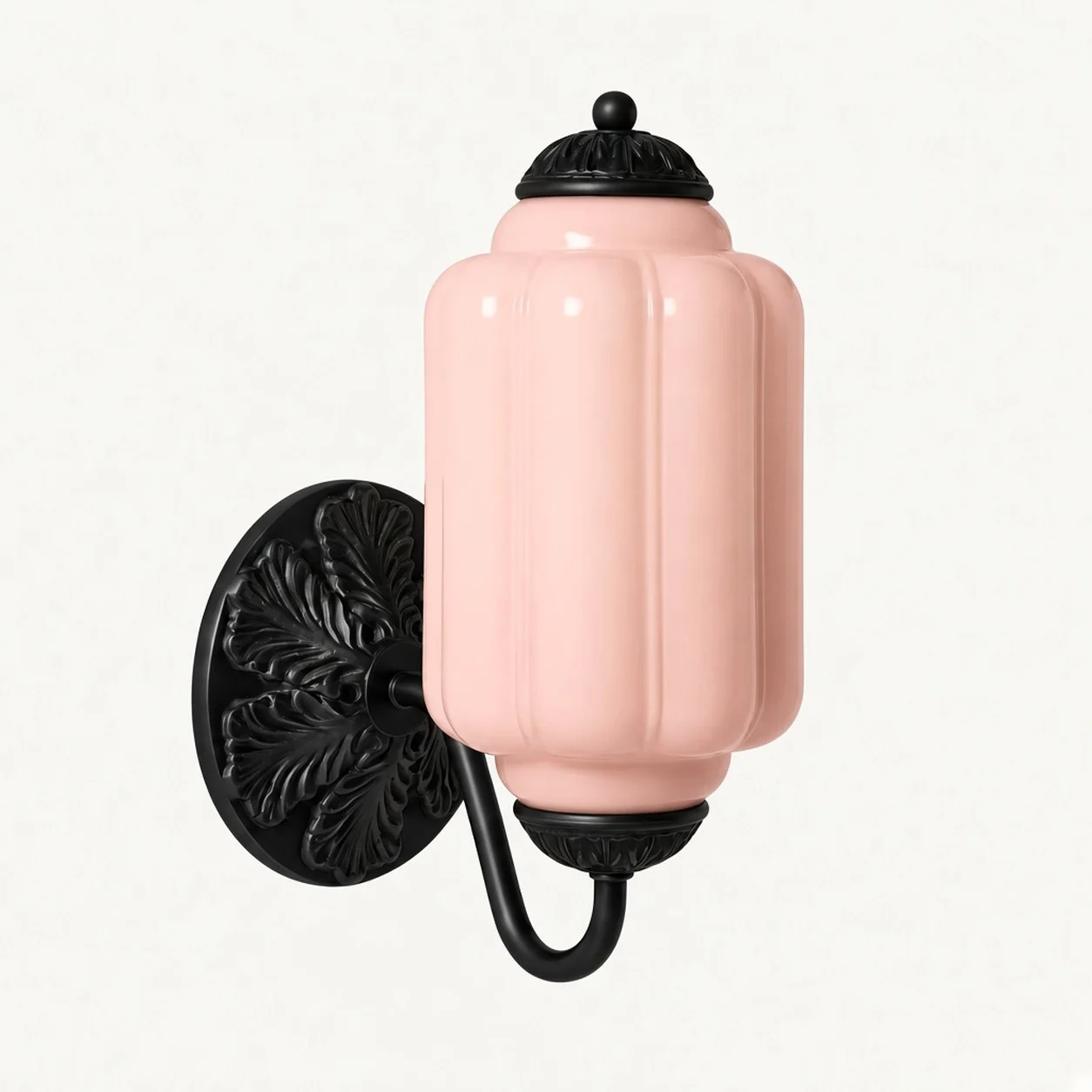 Eloise Vintage Milk Glass Wall Sconce — Wall Sconce Pink/Black