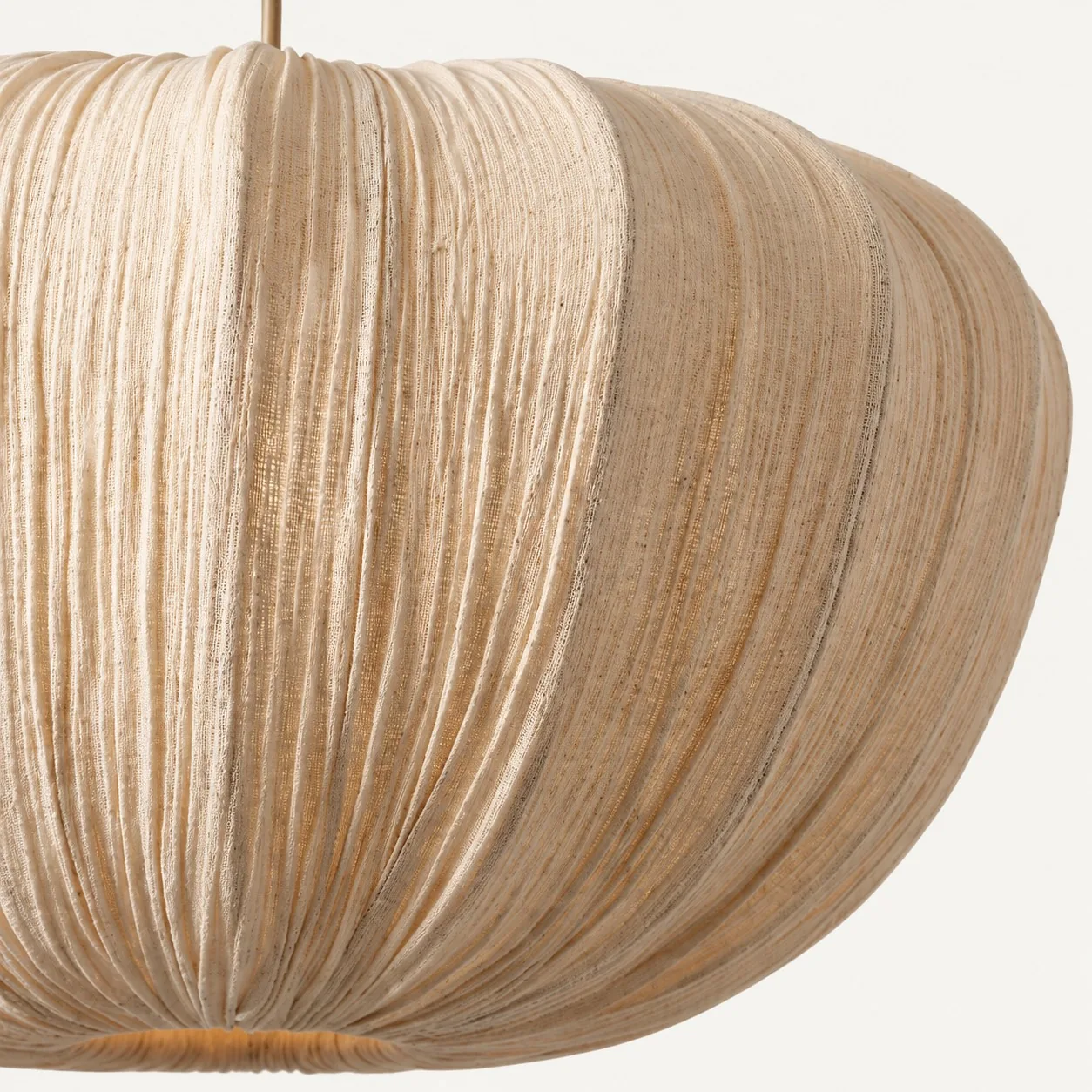 Close-up of Linara oatmeal linen side gathers