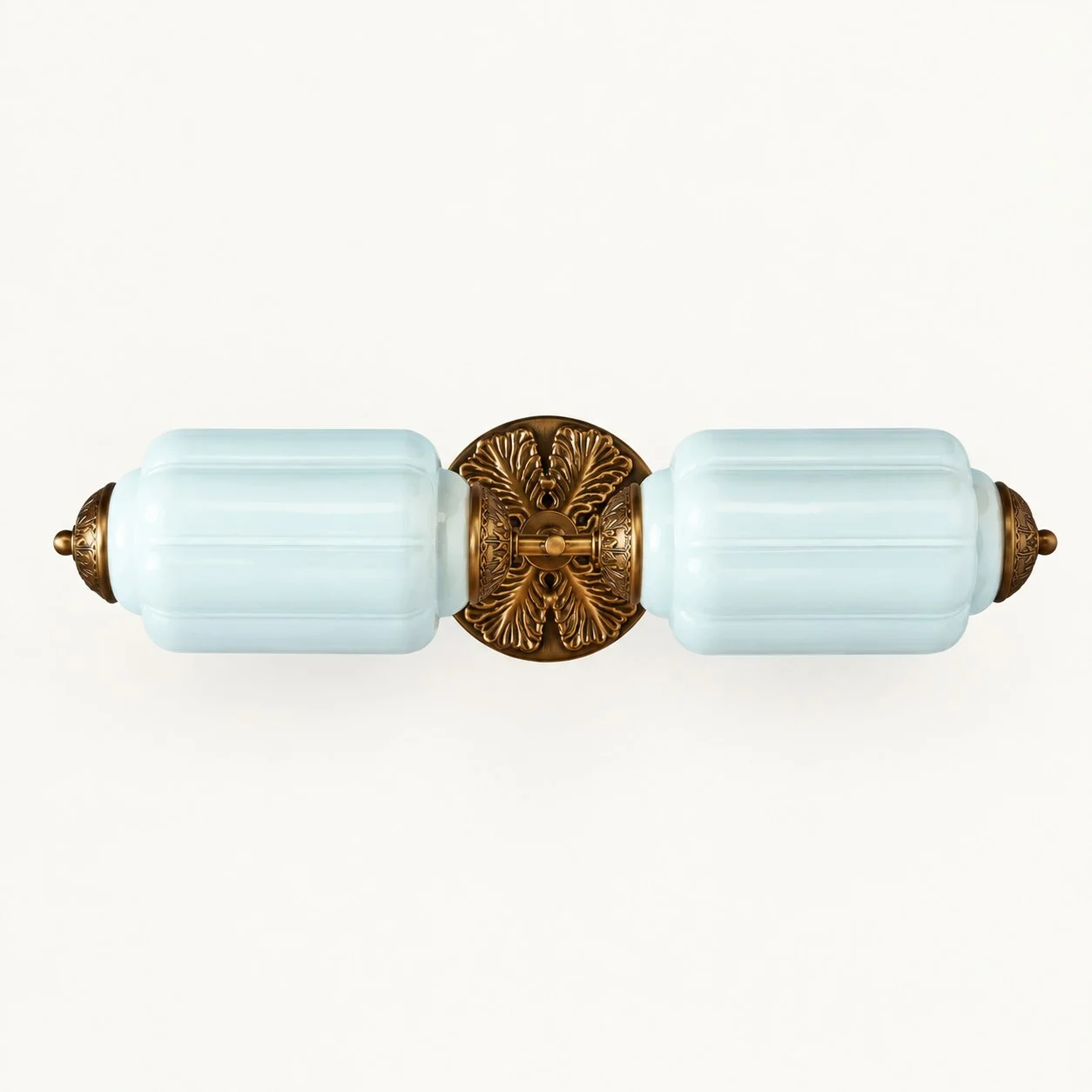 Eloise Vintage Milk Glass Wall Sconce — Double Sconce Blue/Brass