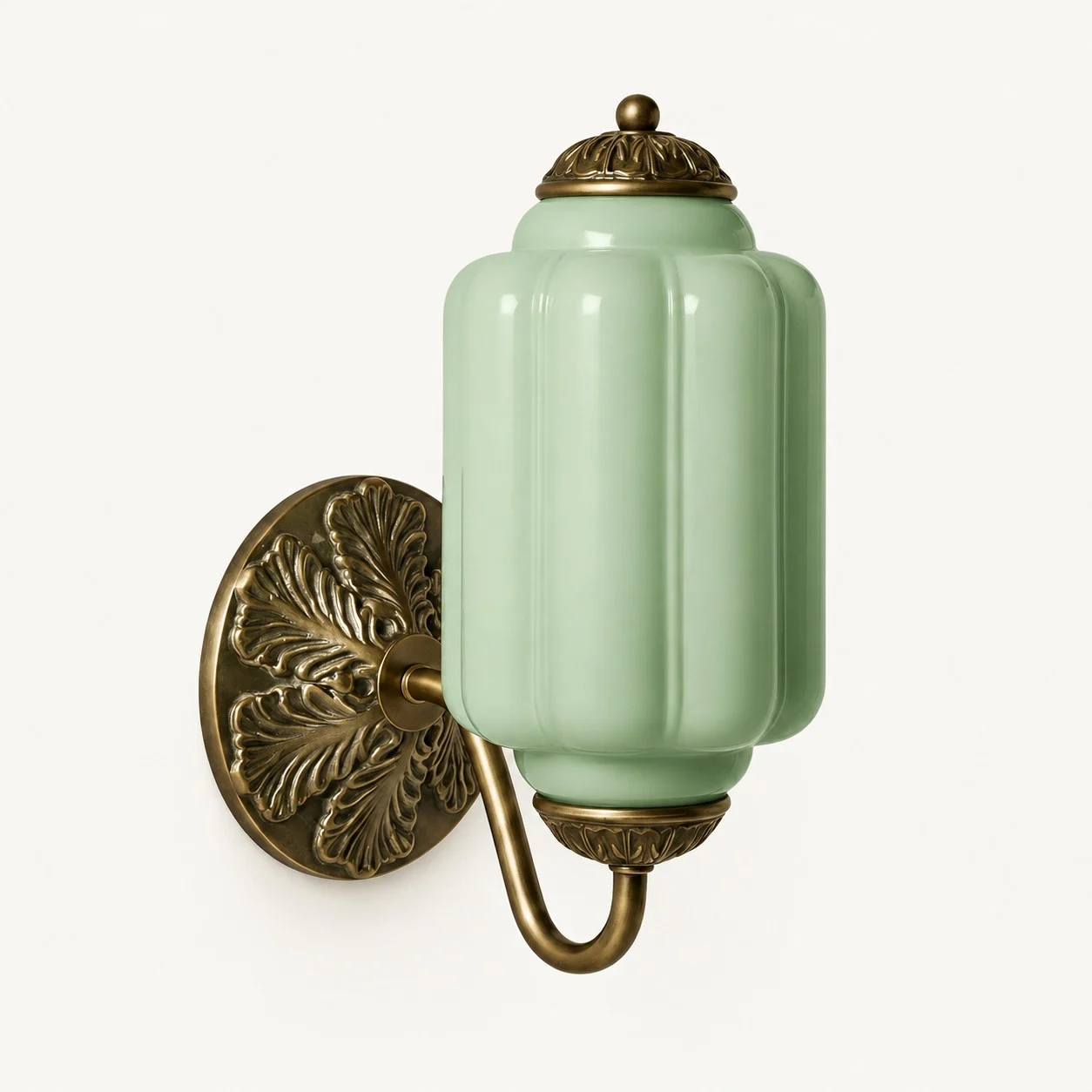 Eloise Vintage Milk Glass Wall Sconce — Wall Sconce Green/Brass