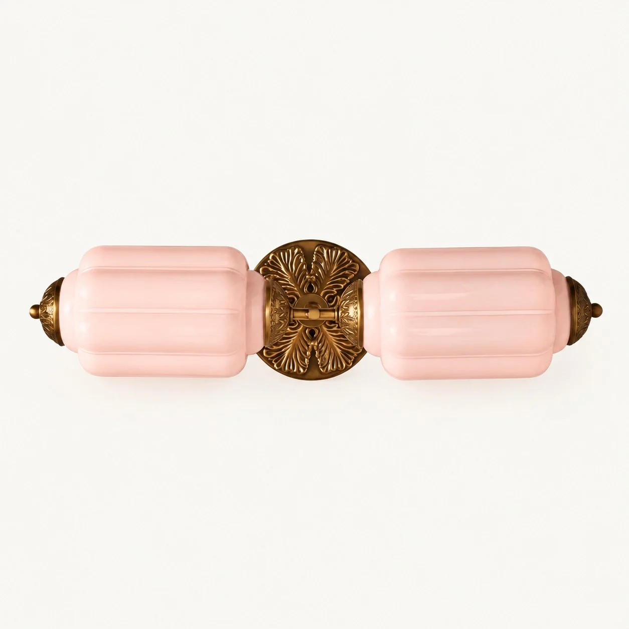 Eloise Vintage Milk Glass Wall Sconce — Double Sconce Pink/Brass