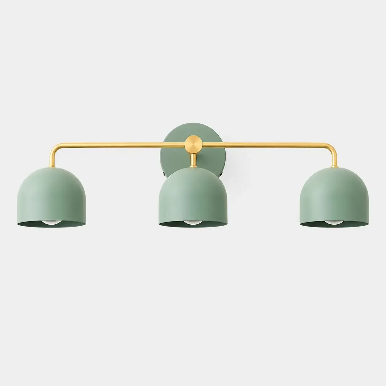 Green three-dome brass vanity sconce