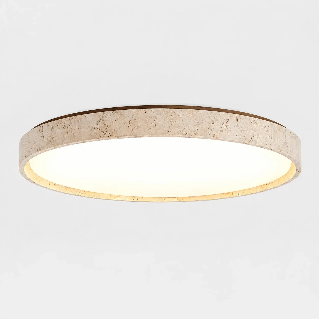 Travertine flush mount in Walnut Color and Yellow Travertine