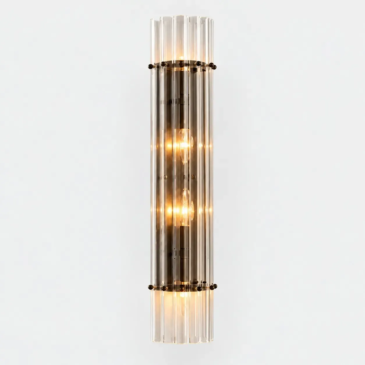 Bronze 4-light ribbed crystal wall sconce