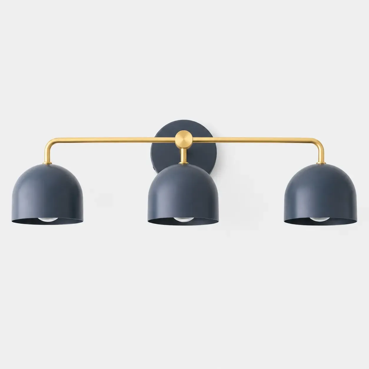 Coal blue three-dome brass vanity sconce