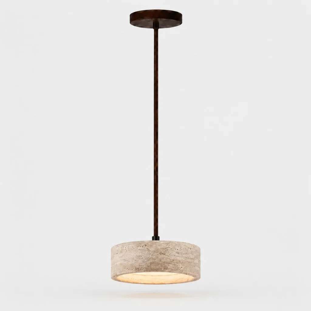 One small cylindrical travertine pendant