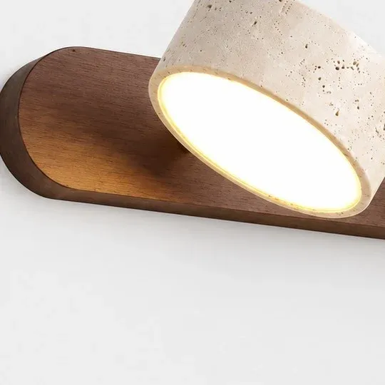 Rounded walnut bar end with a tilted shade