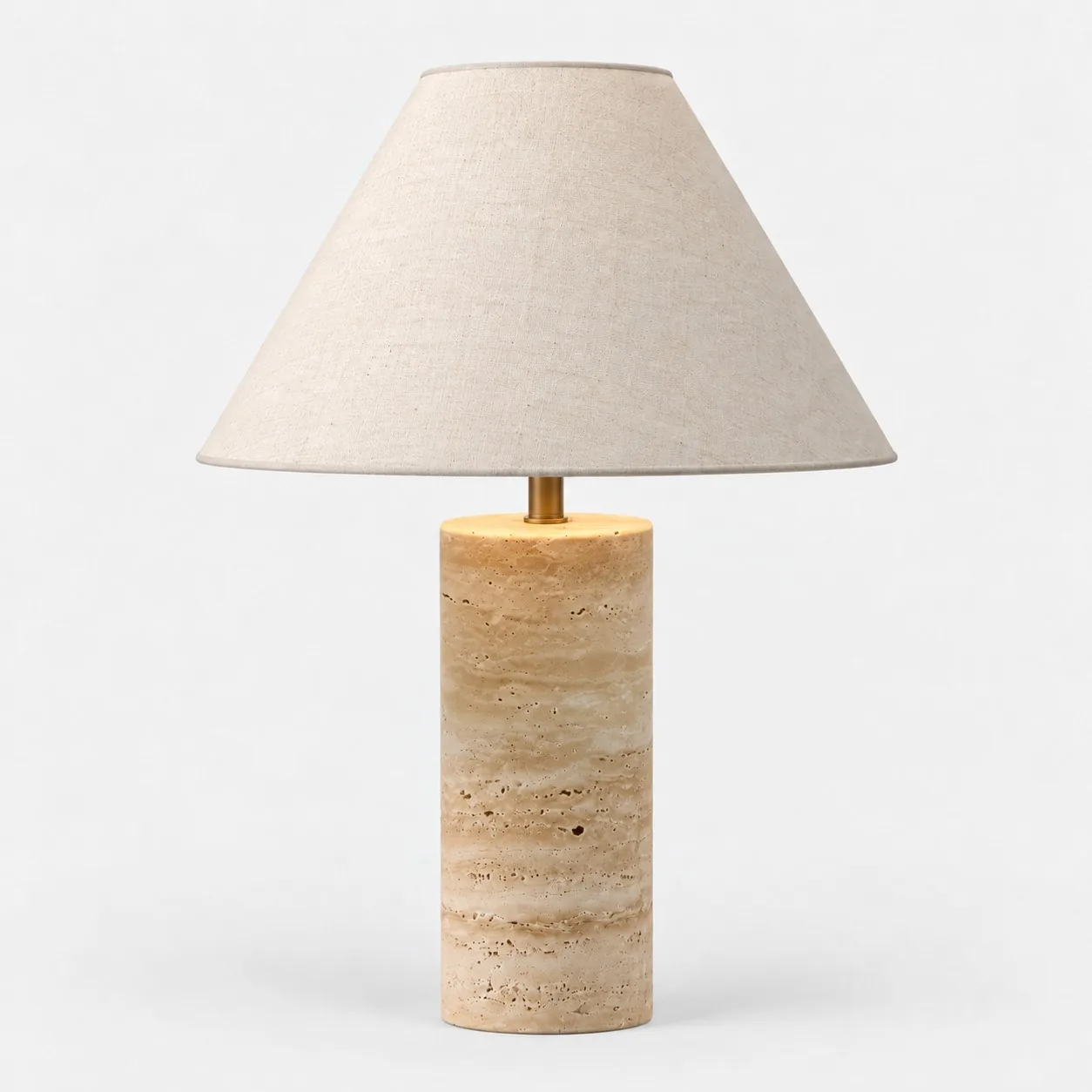 Sorva Cone Brass travertine table lamp