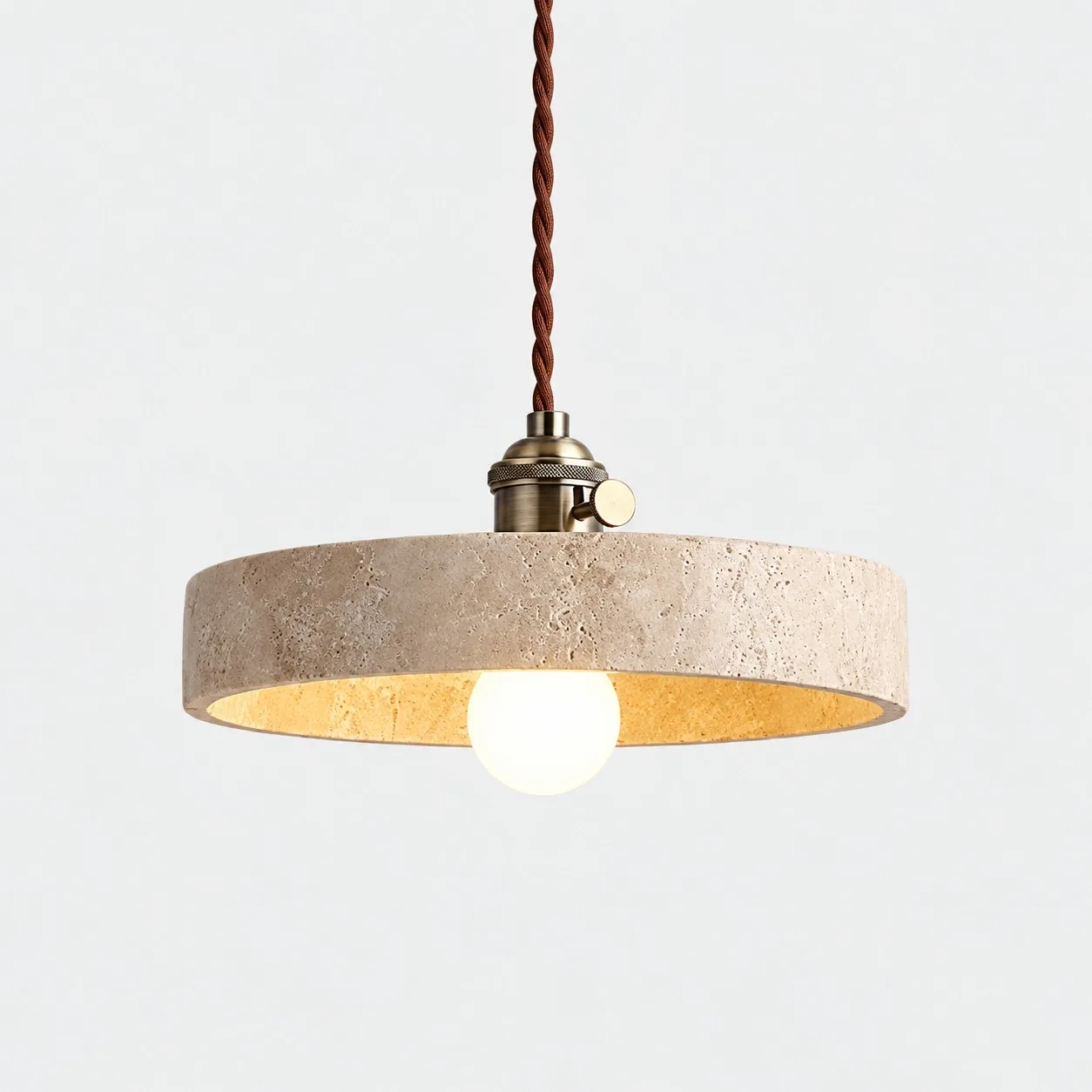Calvera Model E disc travertine pendant