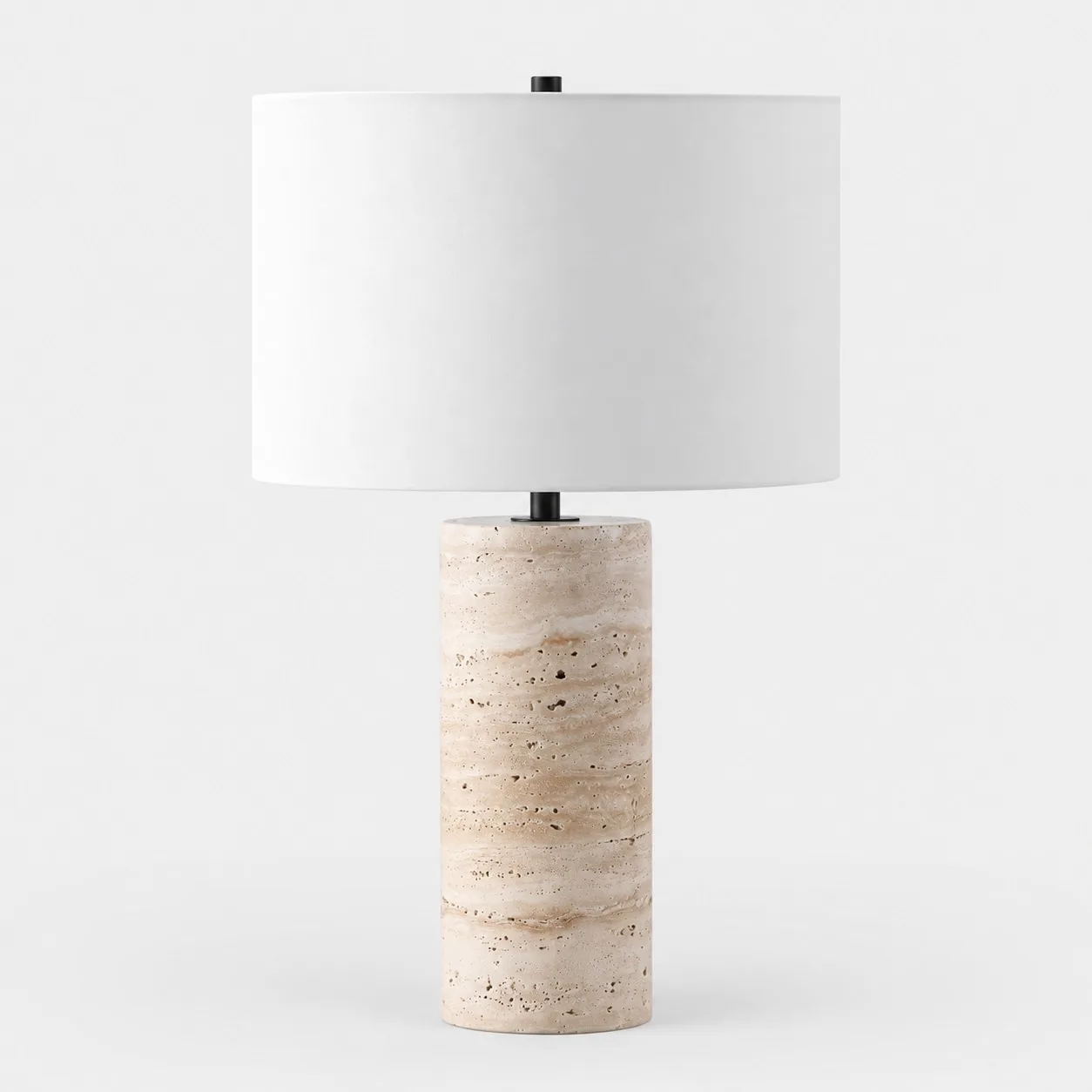 Sorva Drum Black travertine table lamp