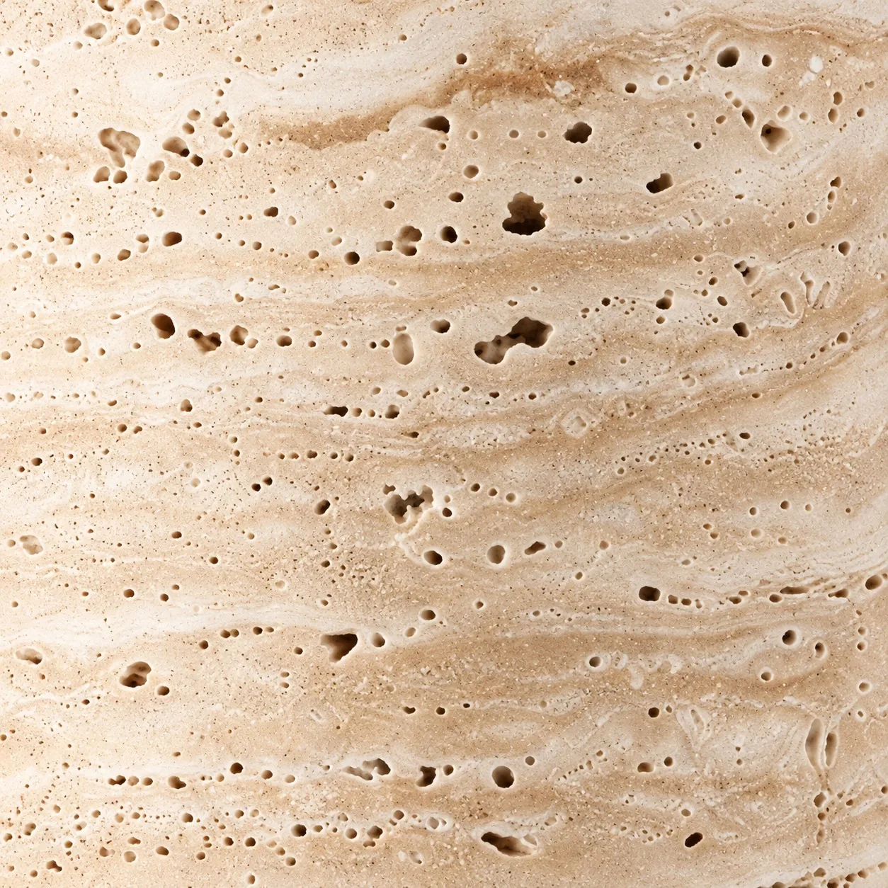 Natural pores and banding in the travertine base