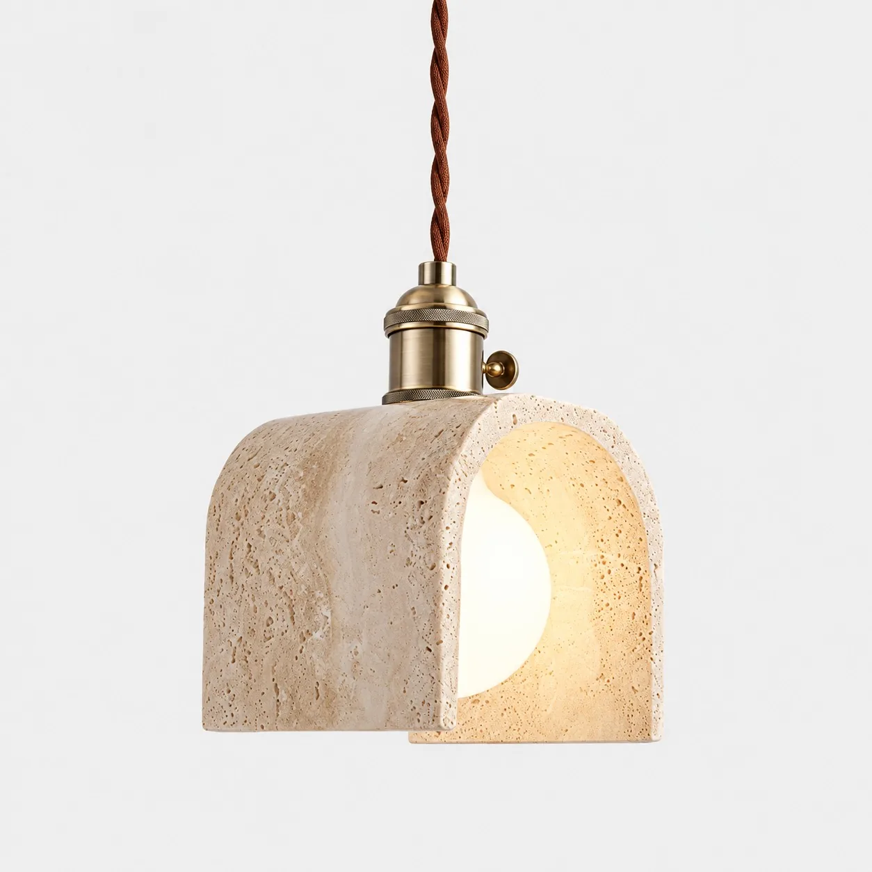 Calvera Model B arch travertine pendant
