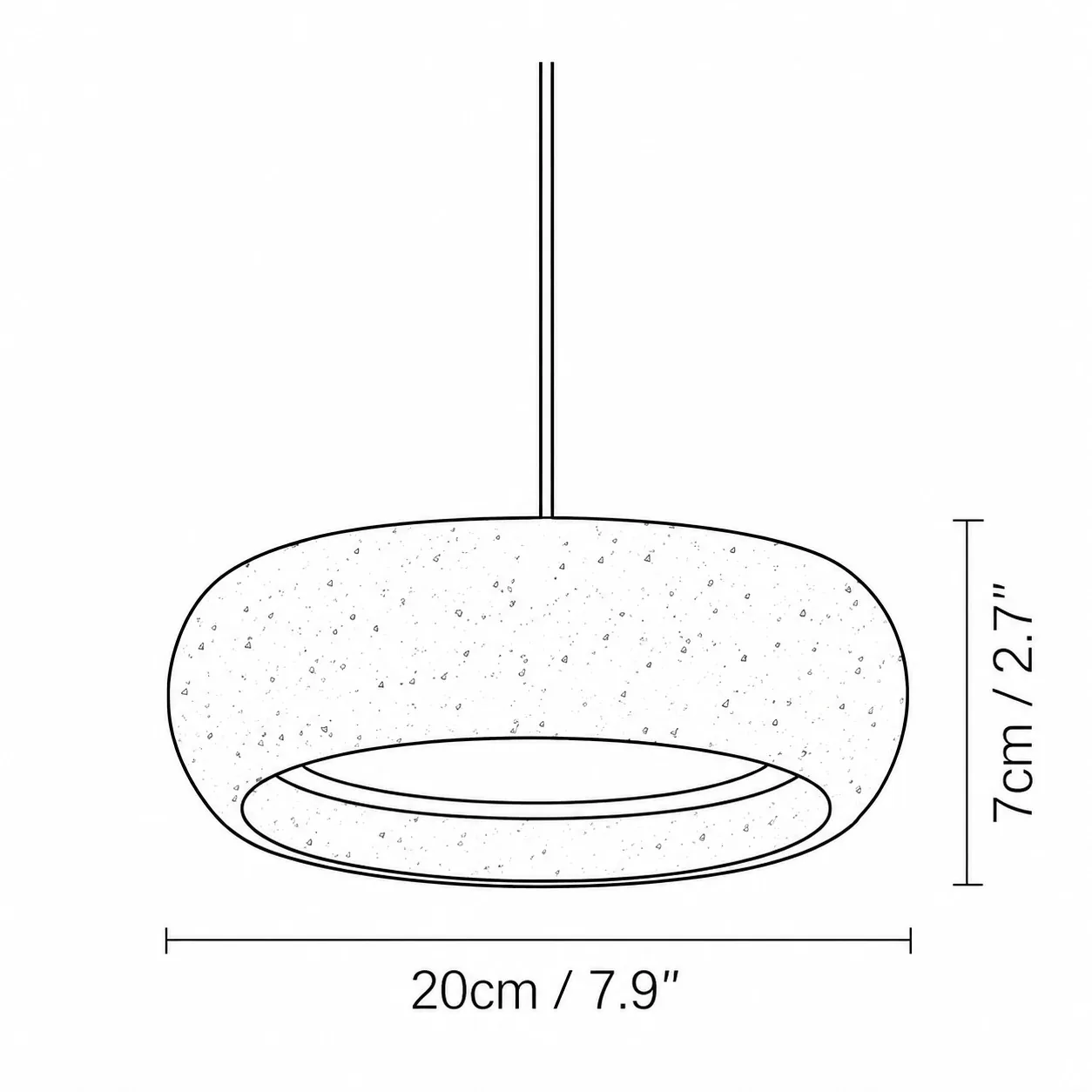 Dorvena 1-head size diagram, diameter 20 cm, height 7 cm