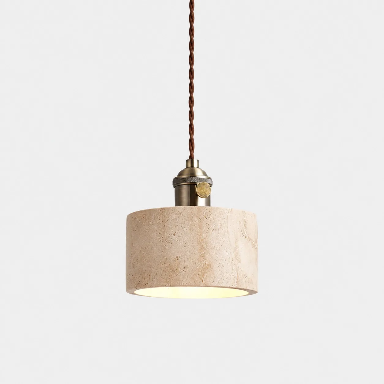 Calvera Model A cylinder travertine pendant