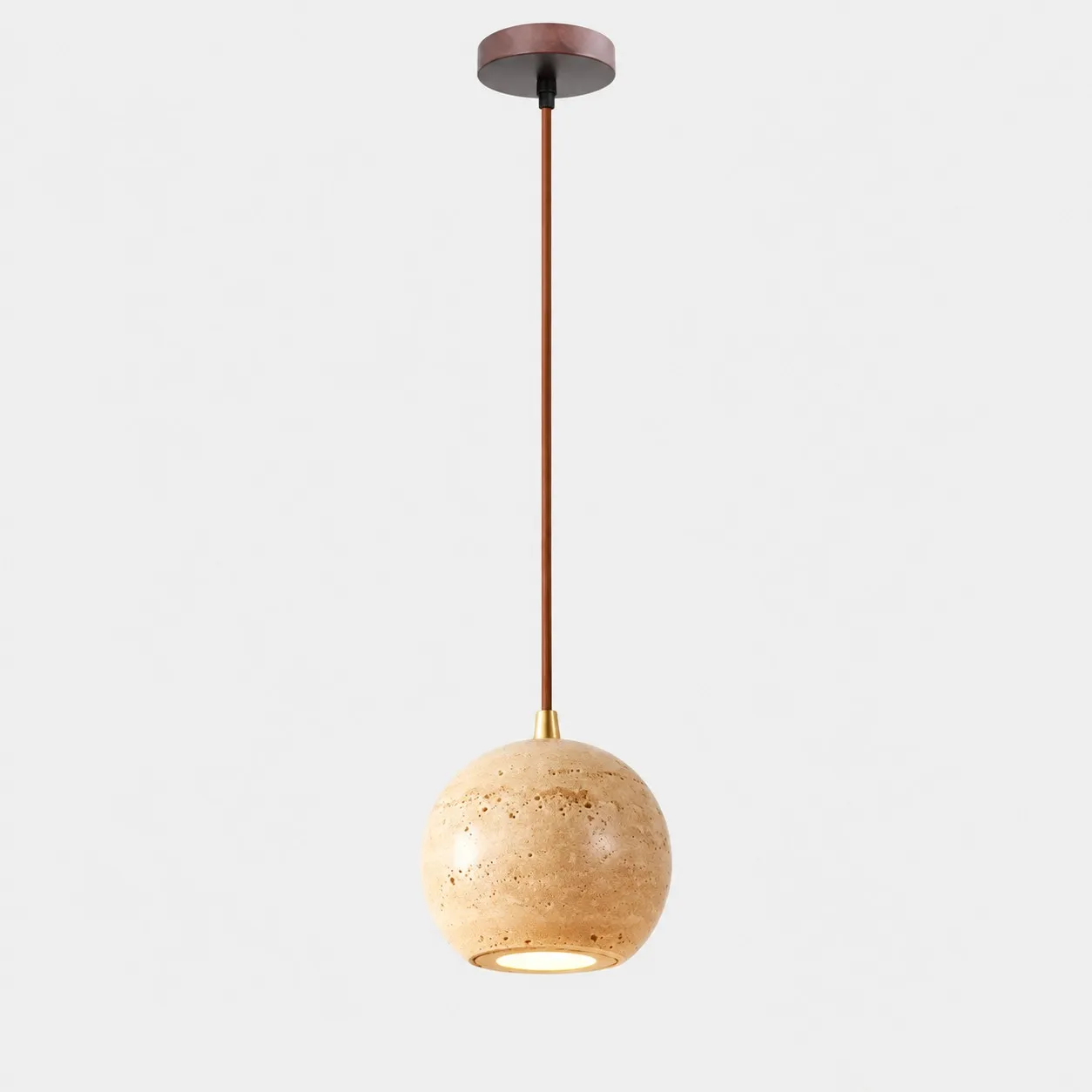 Kura style G shallow travertine saucer with frosted globe