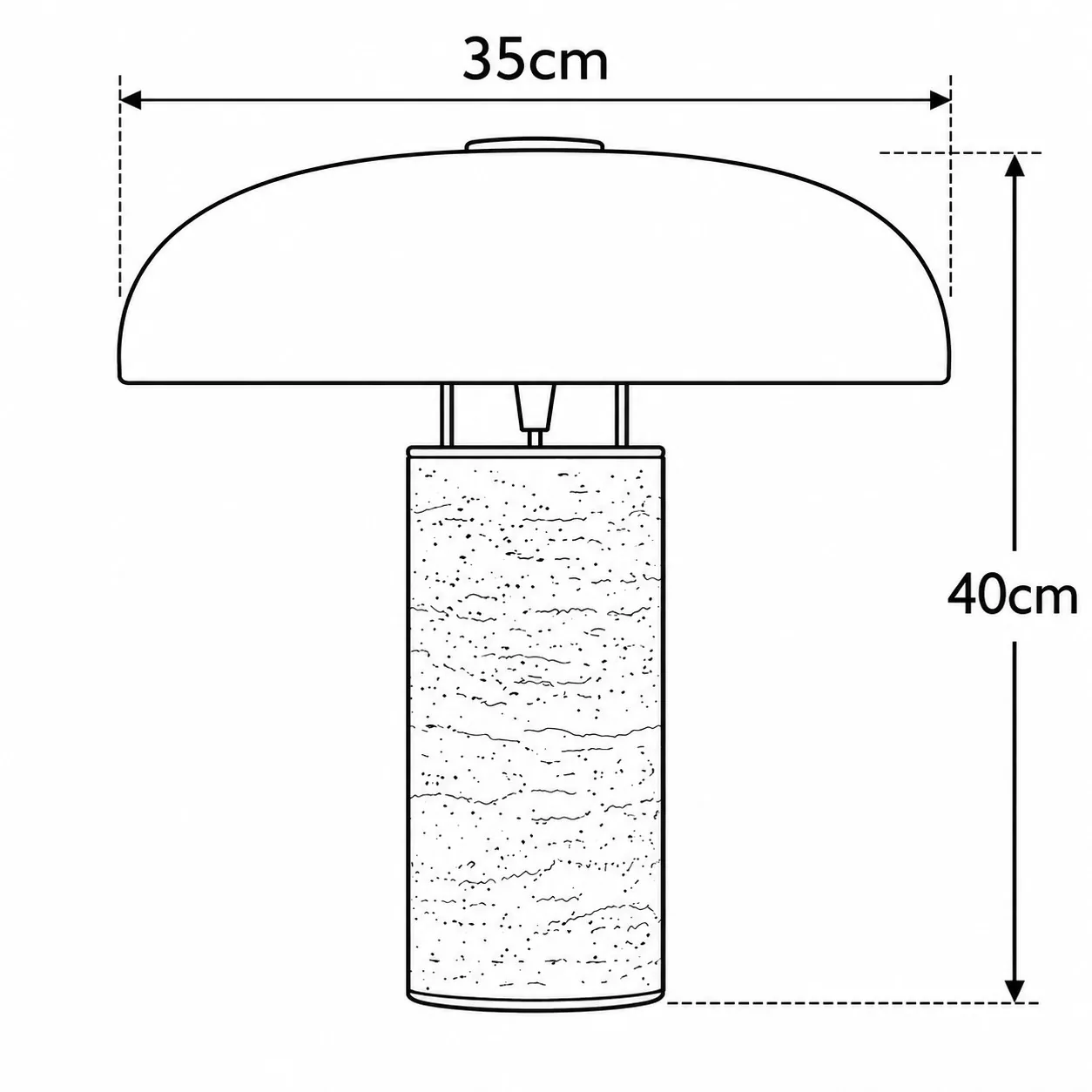 Size diagram showing a 35 cm shade width and 40 cm overall height