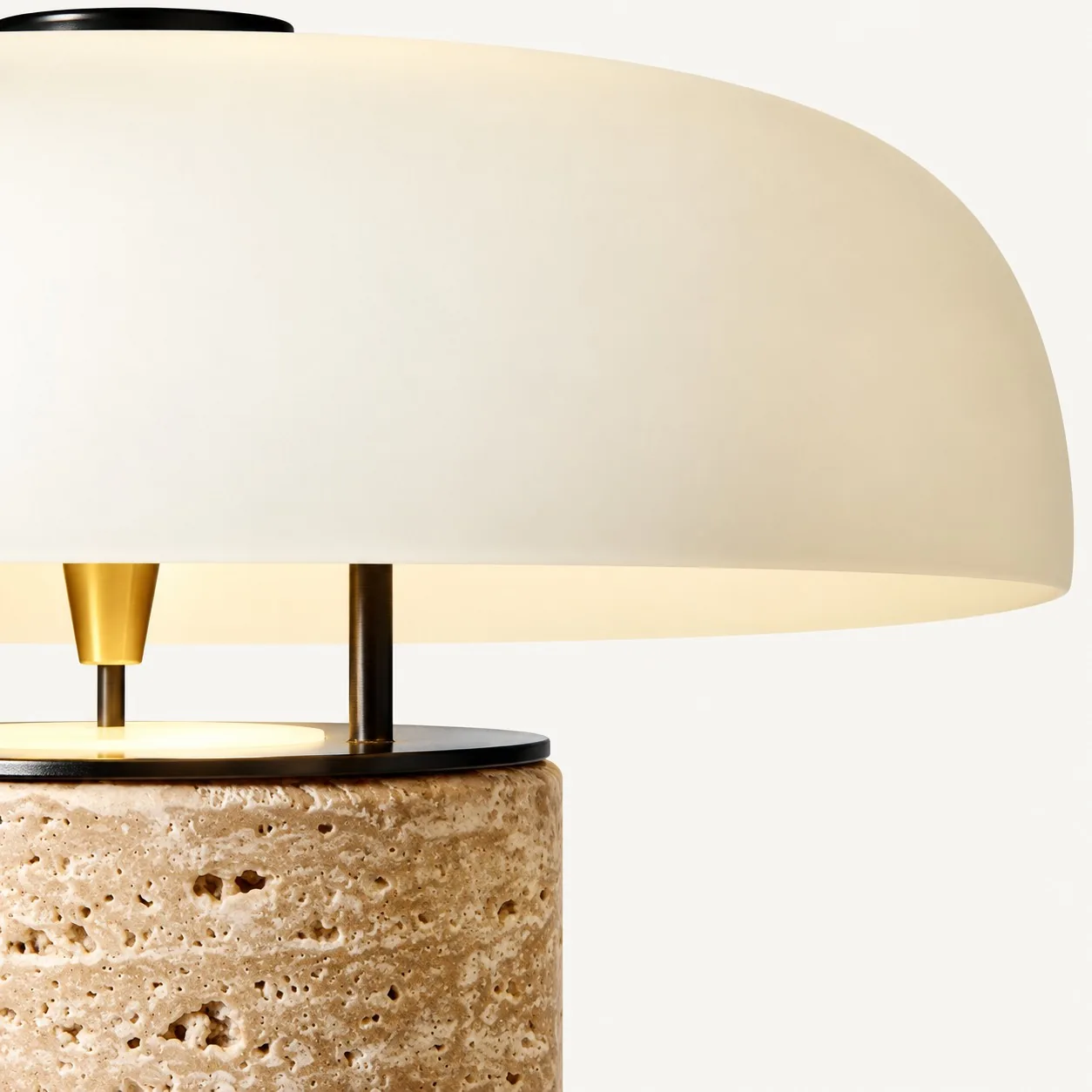 Close view of the frosted glass dome shade