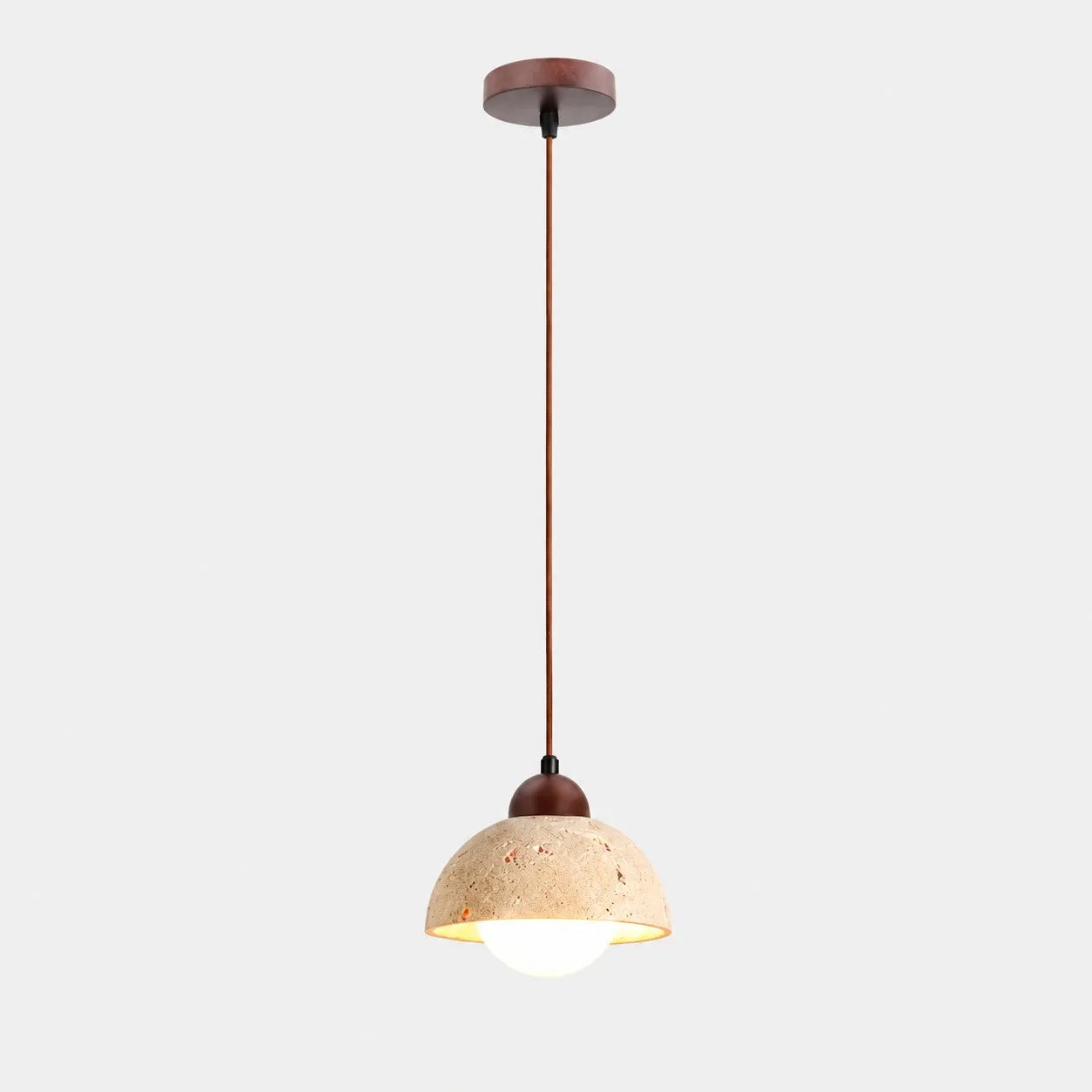 Kura style D round travertine ball pendant